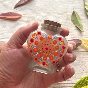 Hand painted heart trinket jar